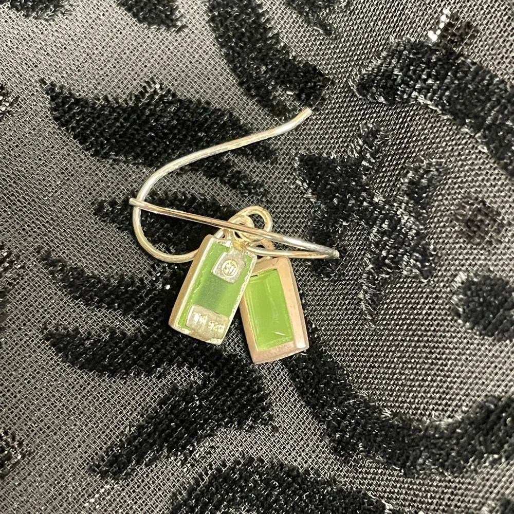Sterling Silver and Jade Earrings - Picture 6 of 6